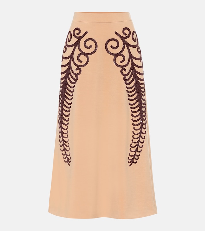Beaded wool pencil skirt | Prada