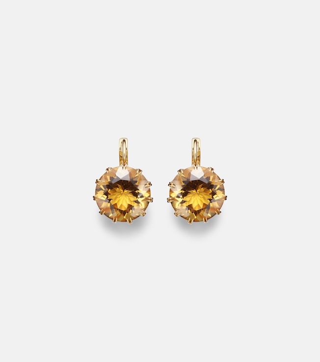 Crown Medium 18kt gold earrings with citrines | Ileana Makri