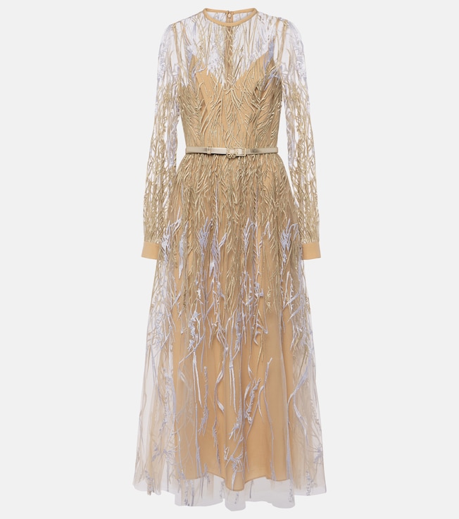 Embroidered tulle midi dress | Elie Saab