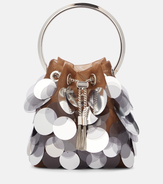 Bon Bon sequined mesh bucket bag | Jimmy Choo