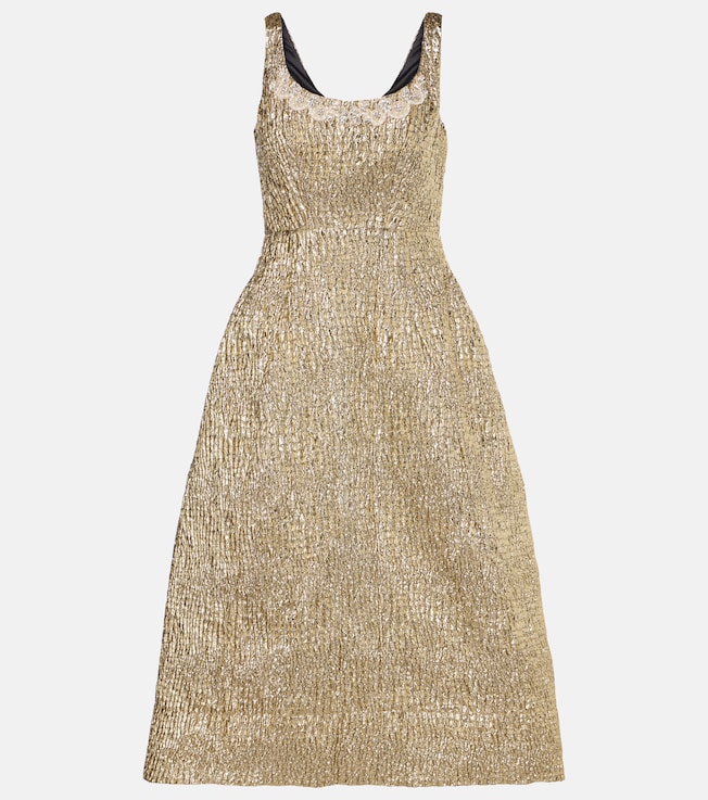 Embellished metallic-effect cloqué midi dress | Simone Rocha