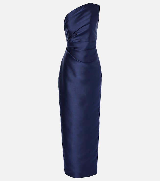 Kira one-shoulder twill maxi dress | Solace London