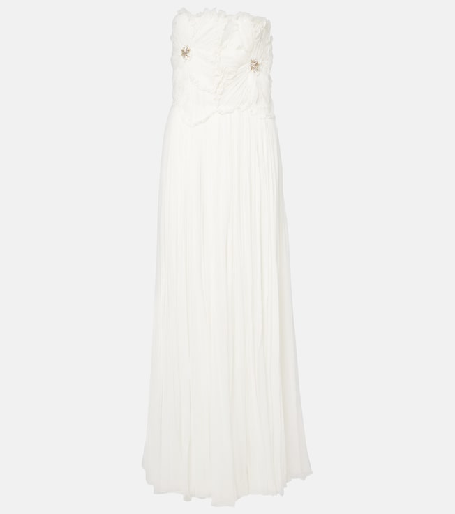 Adamaris embellished floral strapless gown | Costarellos