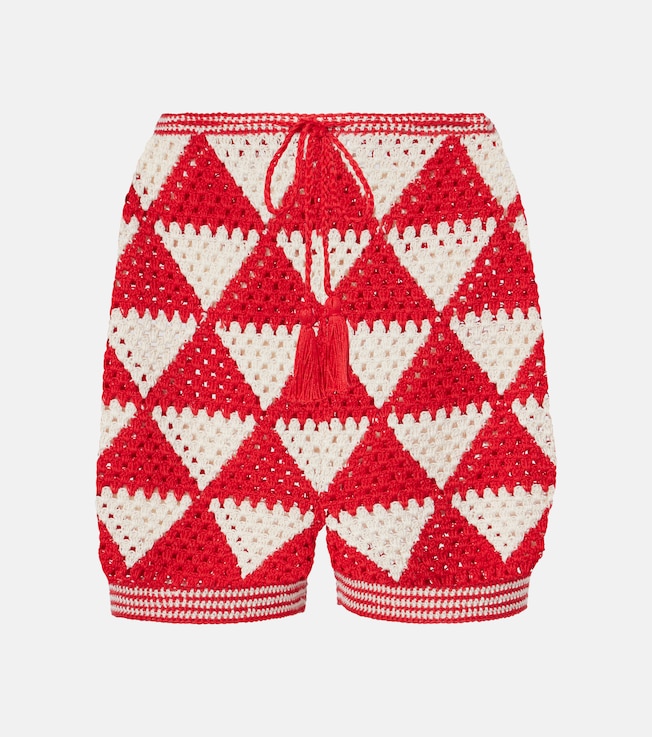 Malia crochet high-rise cotton shorts | Anna Kosturova