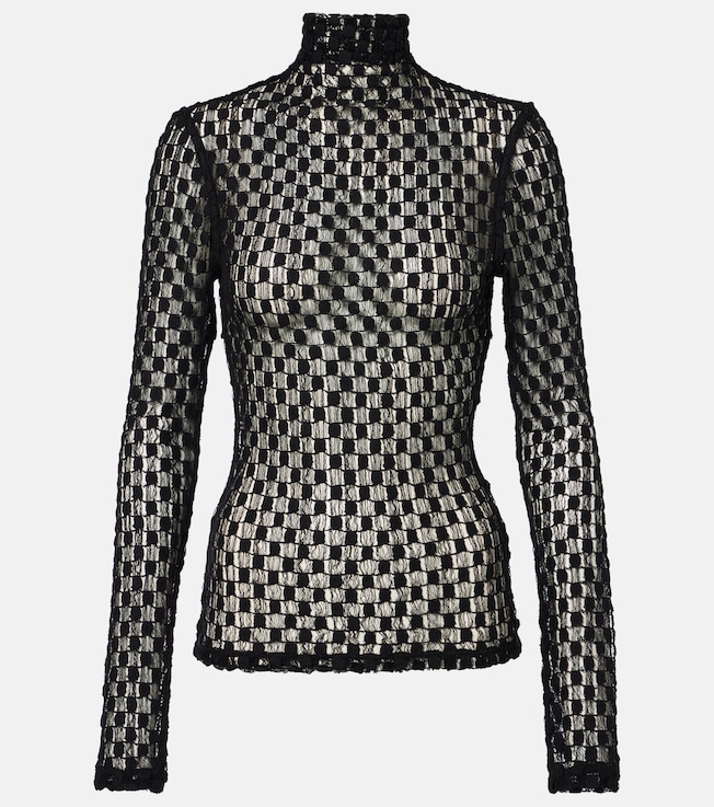 Cotton-blend lace turtleneck top | Róhe