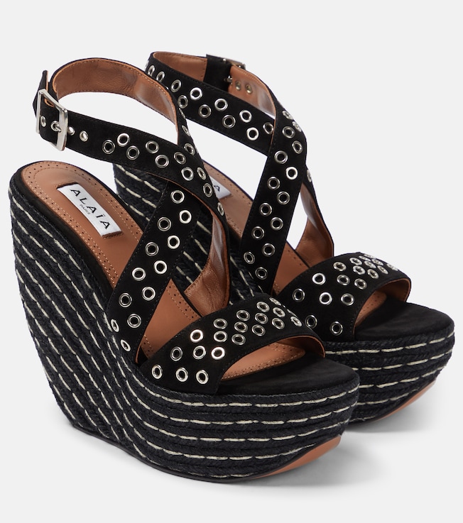 Embellished suede wedge sandals | Alaïa
