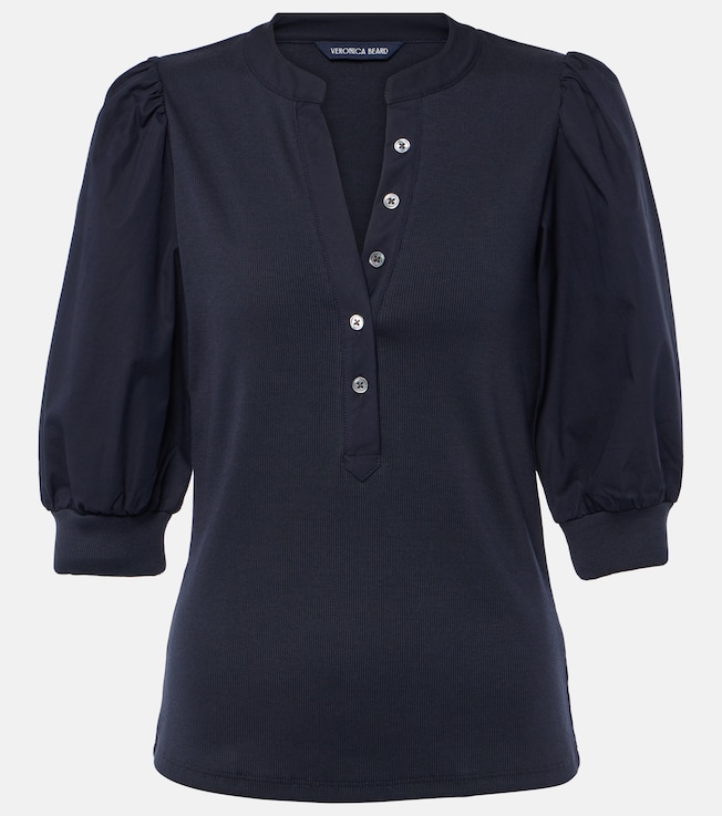 Coralee puff-sleeve cotton-blend top | Veronica Beard