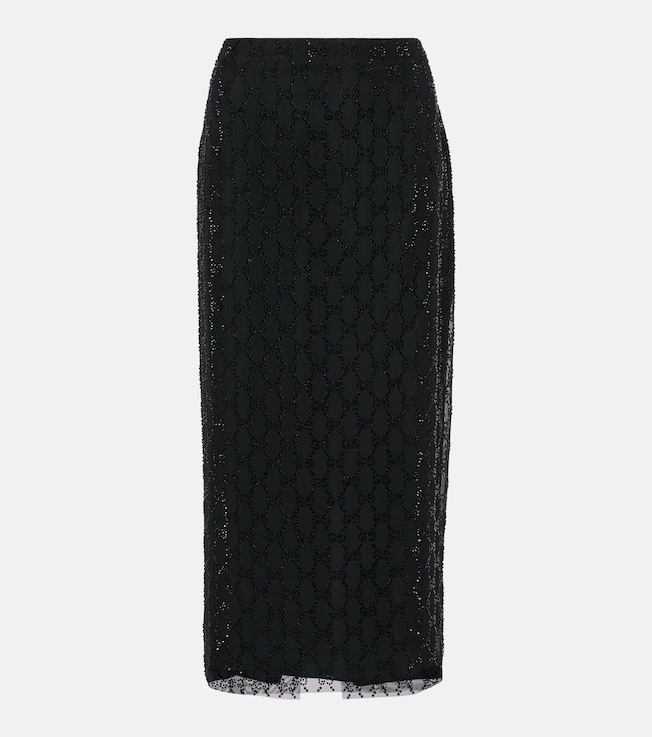 GG crystal-embellished tulle midi skirt | Gucci
