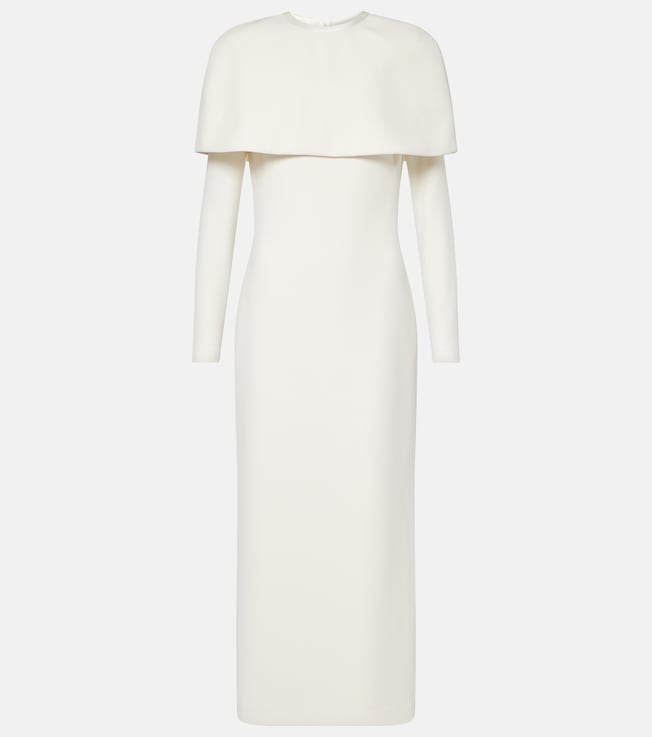 Bridal Gullu caped crêpe midi dress | Safiyaa