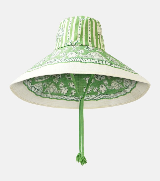 Lula striped printed linen sun hat | Alémais