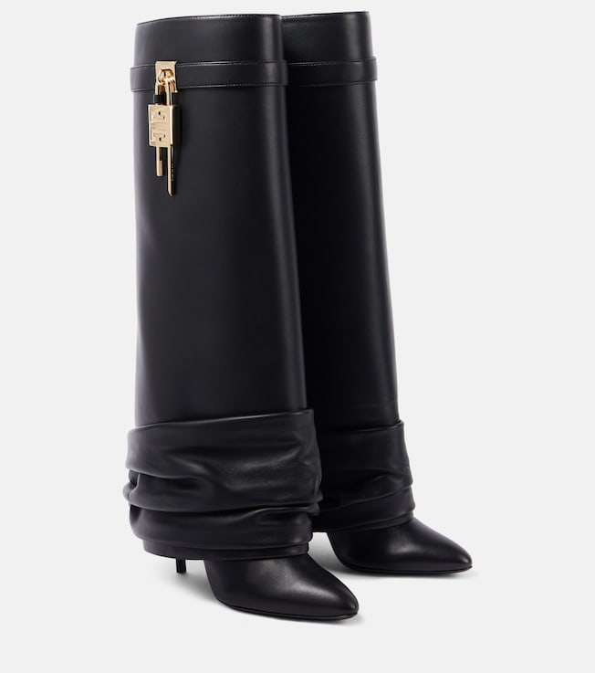 Shark Lock Stiletto leather knee-high boots | Givenchy