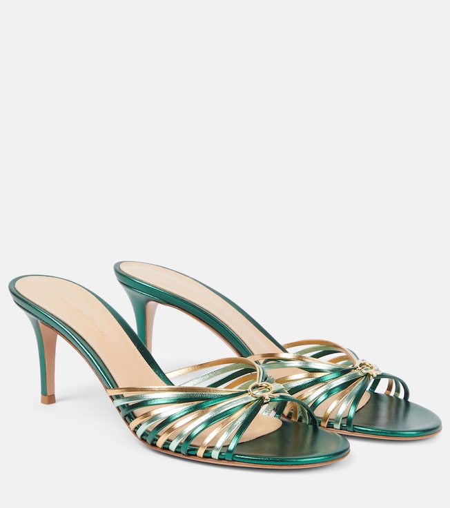 Vyna 70 metallic leather mules | Gianvito Rossi