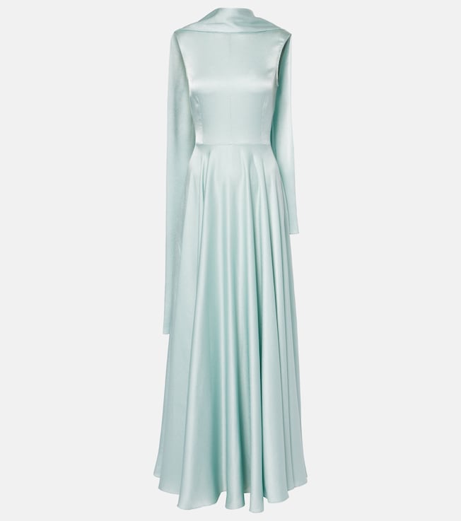 Emelia scarf-detail satin gown | Solace London