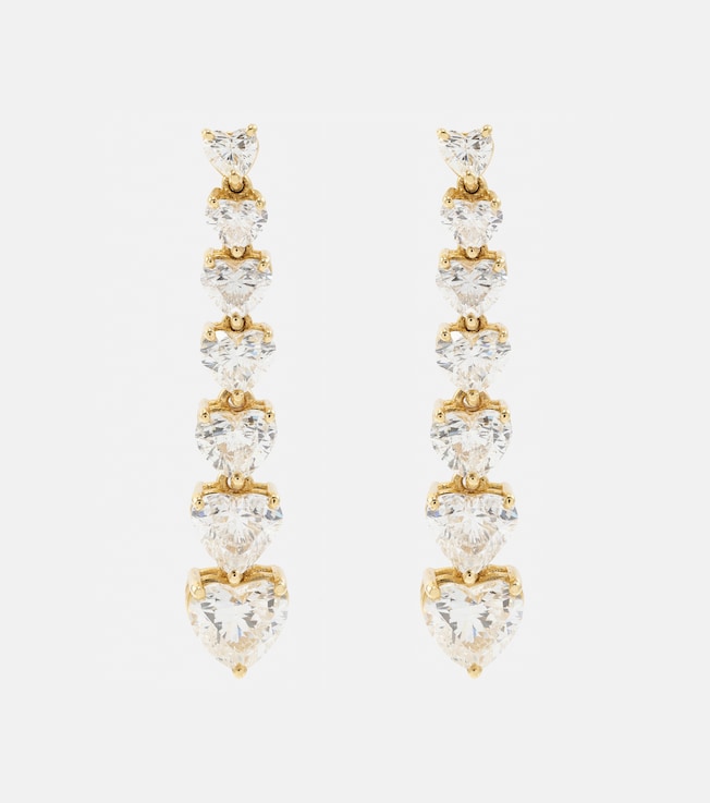 7 Heart 18kt gold drop earrings with diamonds | Shay Jewelry