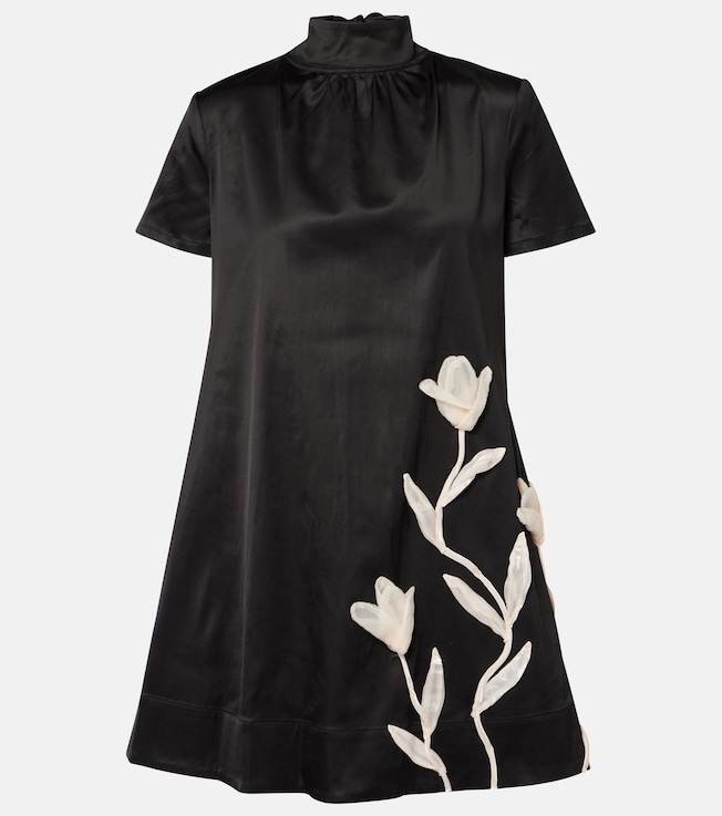 Ilana floral-appliqué satin minidress | Staud