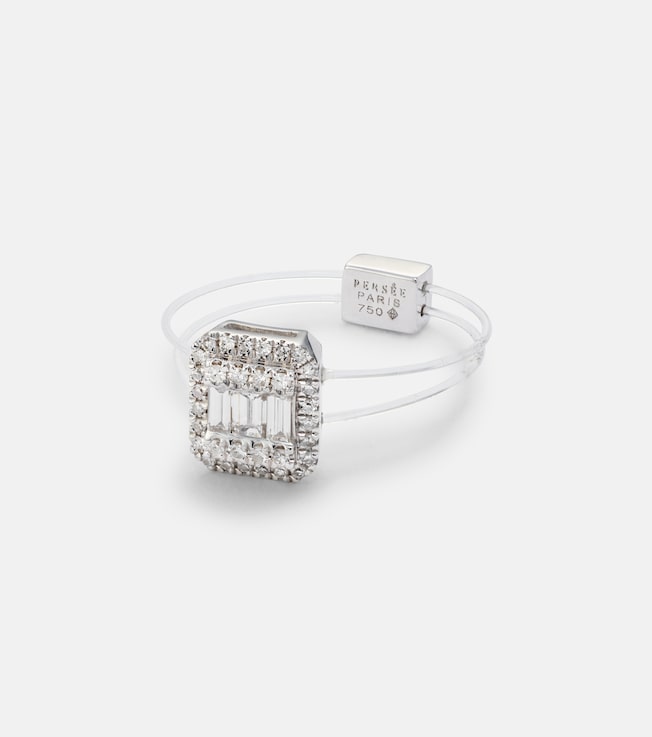 Floating 18kt white gold ring with diamonds | Persée