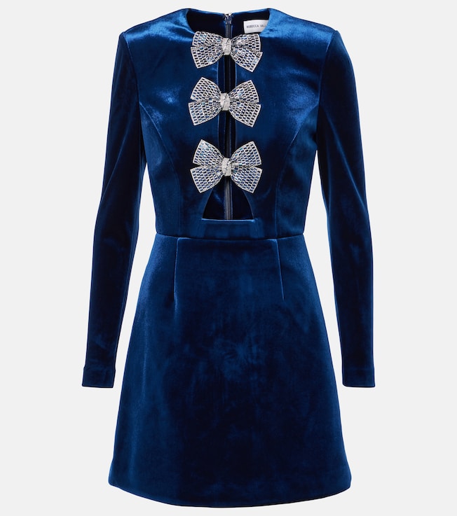 Vivicia bow-detail velvet minidress | Rebecca Vallance