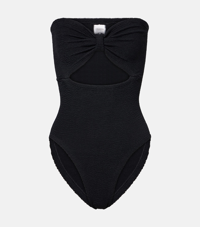 Alana cutout gathered bandeau swimsuit | Hunza G