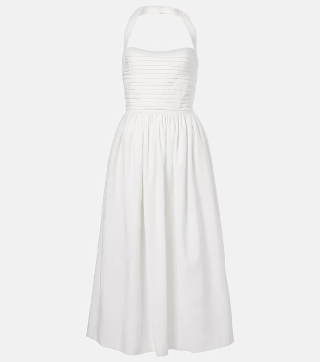 Leia ruched embroidered cotton midi dress | Markarian