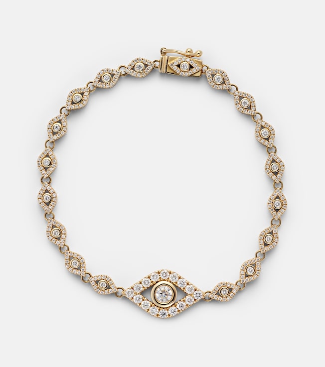 Evil Eye 14kt yellow gold bracelet with diamonds | Sydney Evan