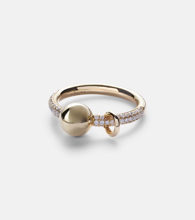 Piercing 14kt gold ring with diamonds | Rainbow K