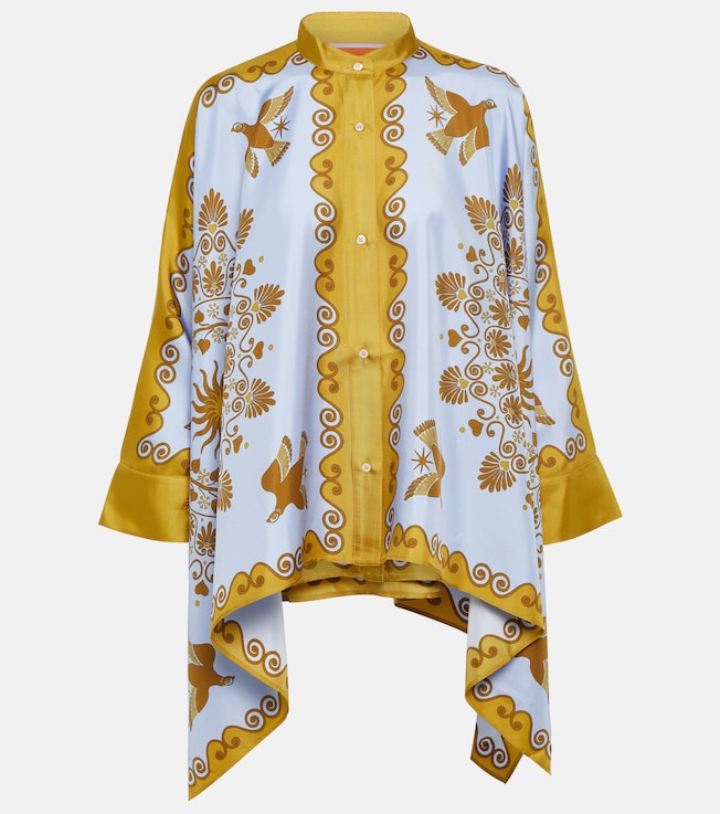Foulard printed silk twill shirt | La DoubleJ
