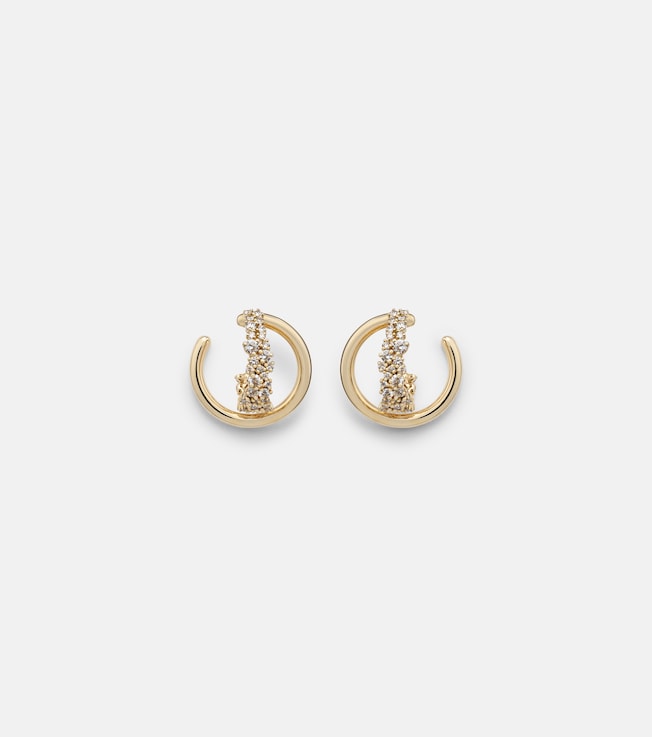 Scatter Double 18kt gold earrings with diamonds | Ananya
