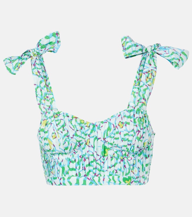 Carla printed pleated crop top | Poupette St Barth