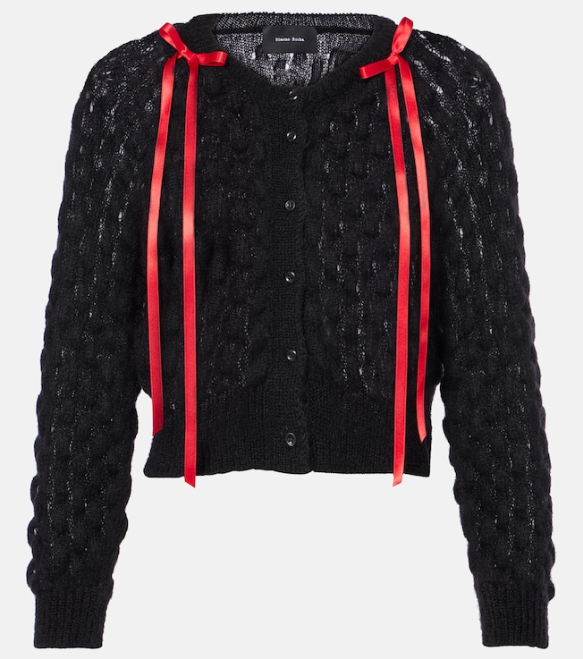 Bow-detail open-knit wool-blend cardigan | Simone Rocha