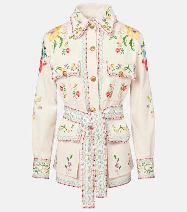 Floral embroidered denim jacket | Valentino