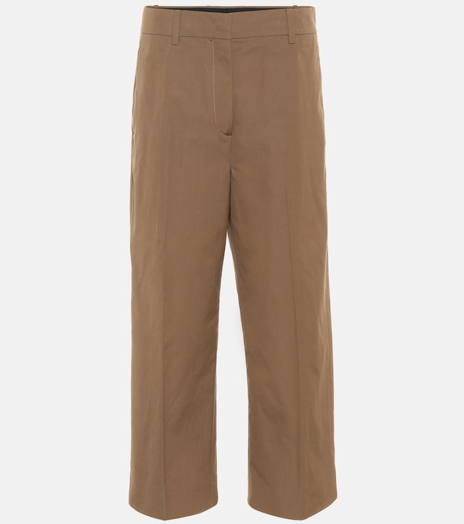 Cropped high-rise cotton pants | Prada