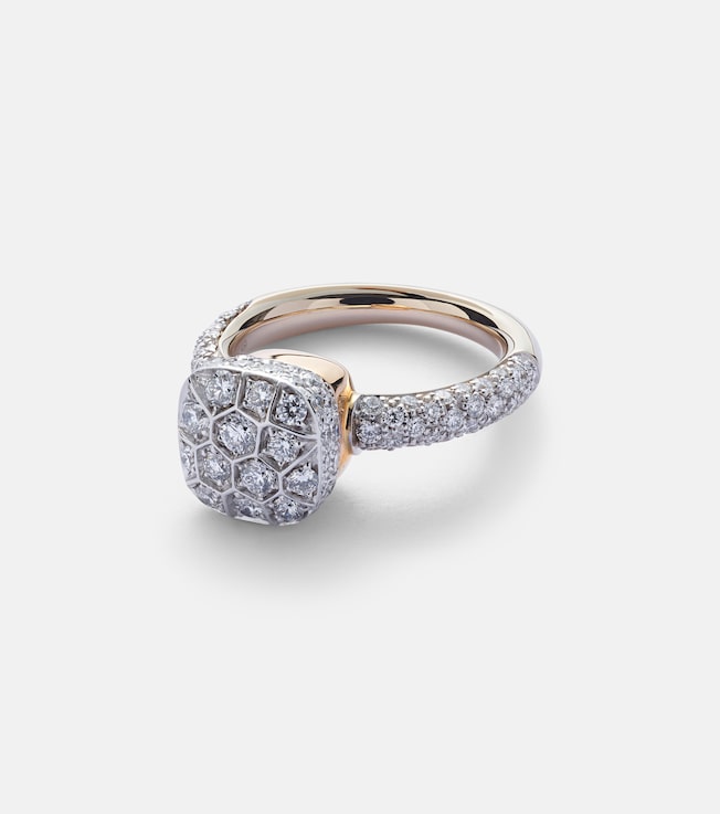 Nudo Solitaire 18kt white and rose gold ring with diamonds | Pomellato
