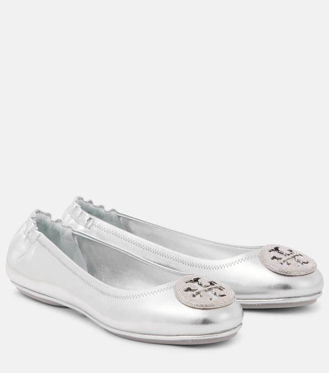 Minnie metallic leather ballet flats | Tory Burch