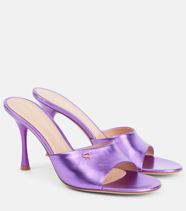 Logo metallic leather mules | Gianvito Rossi
