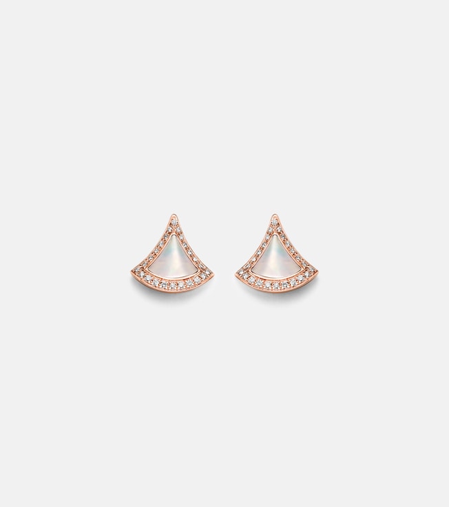 Divas' Dream 18kt rose gold earrings with mother-of-pearl and diamonds | Bvlgari