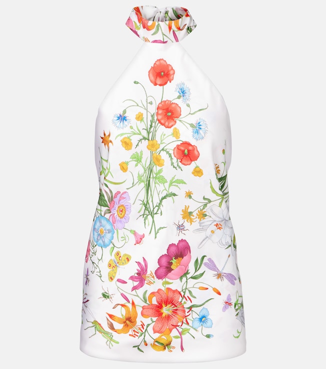 Floral halterneck silk twill top | Gucci
