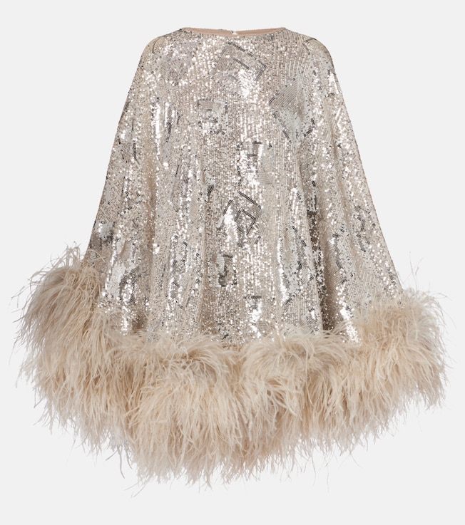 Nassau sequined feather-trimmed cape | Taller Marmo