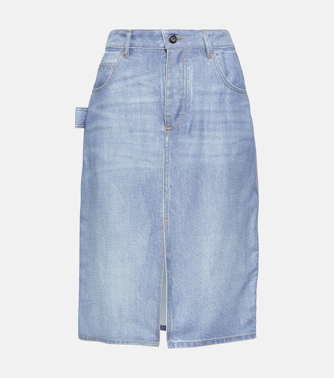 Denim-effect printed midi skirt | Bottega Veneta