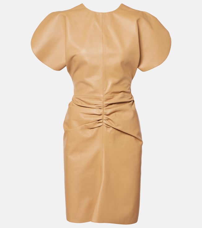 Ruched leather cocktail dress | Victoria Beckham