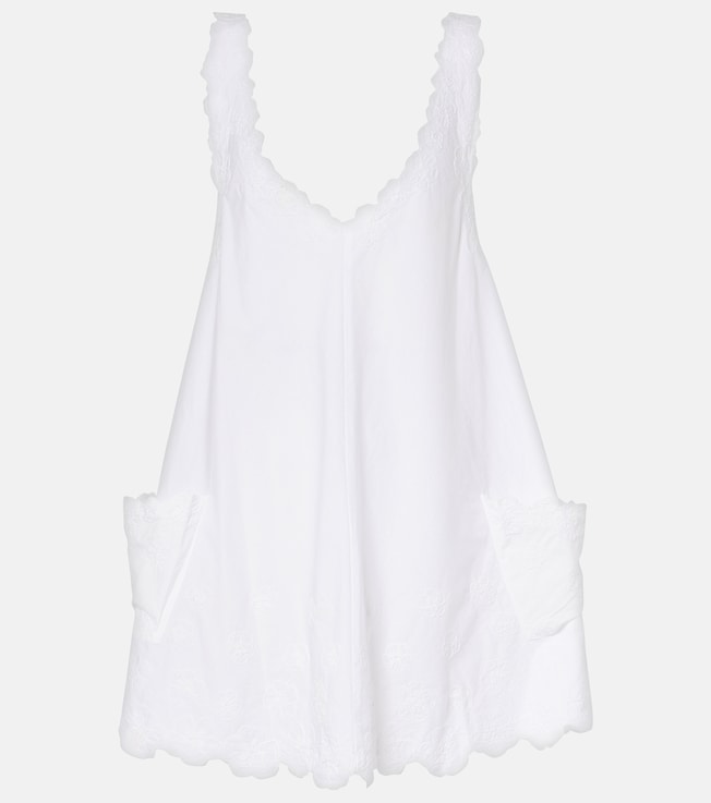 Embroidered cotton poplin beach cover-up | Juliet Dunn
