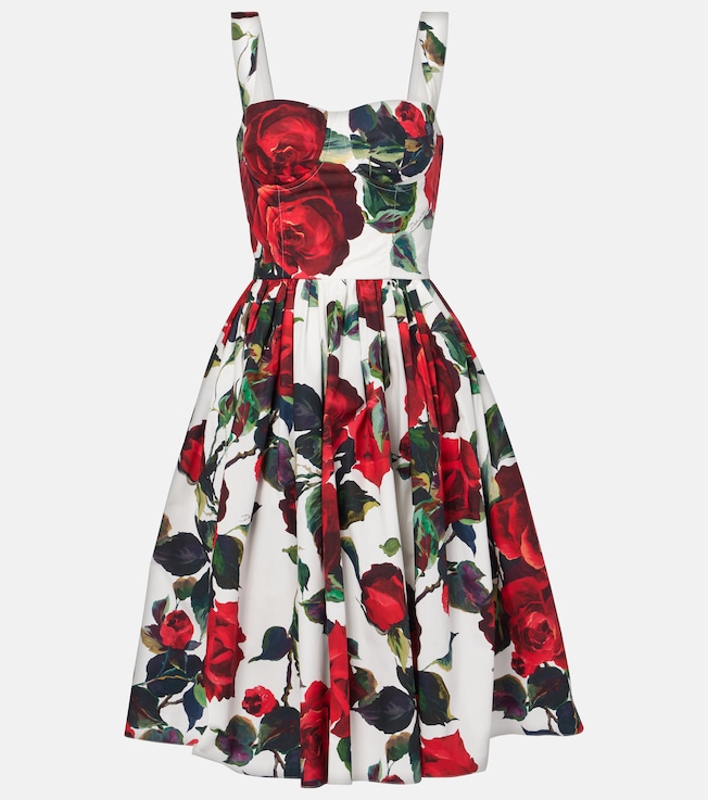 Floral cotton poplin midi dress | Dolce&Gabbana