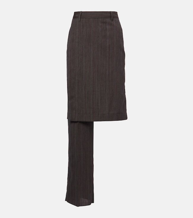 Asymmetric striped wool skirt pants | Bottega Veneta