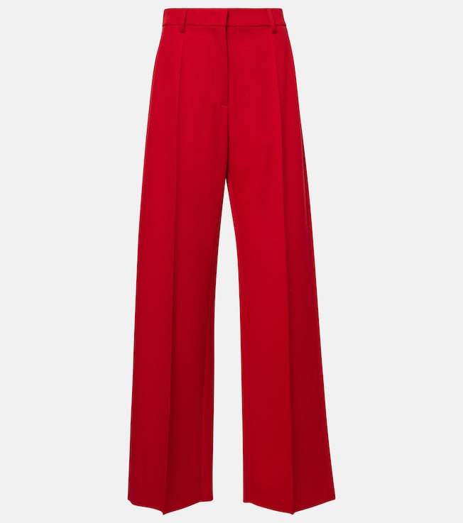 Virgin wool grisaille wide-leg pants | Valentino