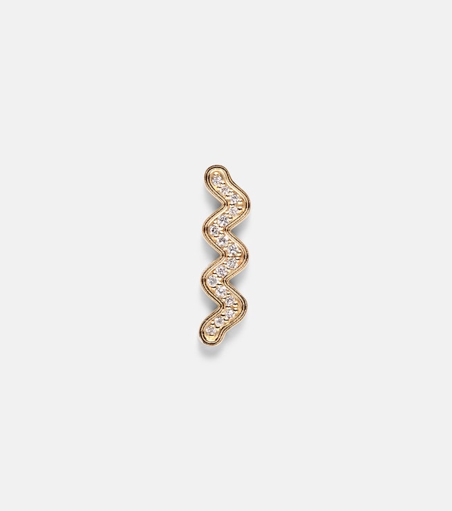 Wavy Stud 14kt gold single earring with diamonds | Sydney Evan
