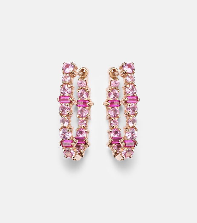Rivulet 18kt gold hoop earrings with sapphires and rubies | Ileana Makri