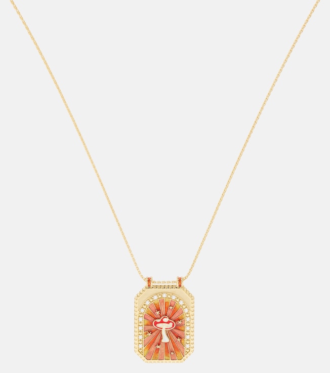 Mushroom Scapular 18kt gold necklace with diamonds | Marie Lichtenberg
