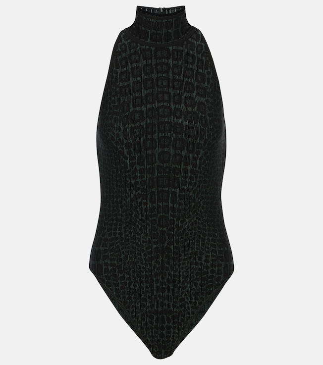 Croc-effect halterneck bodysuit | Alaïa