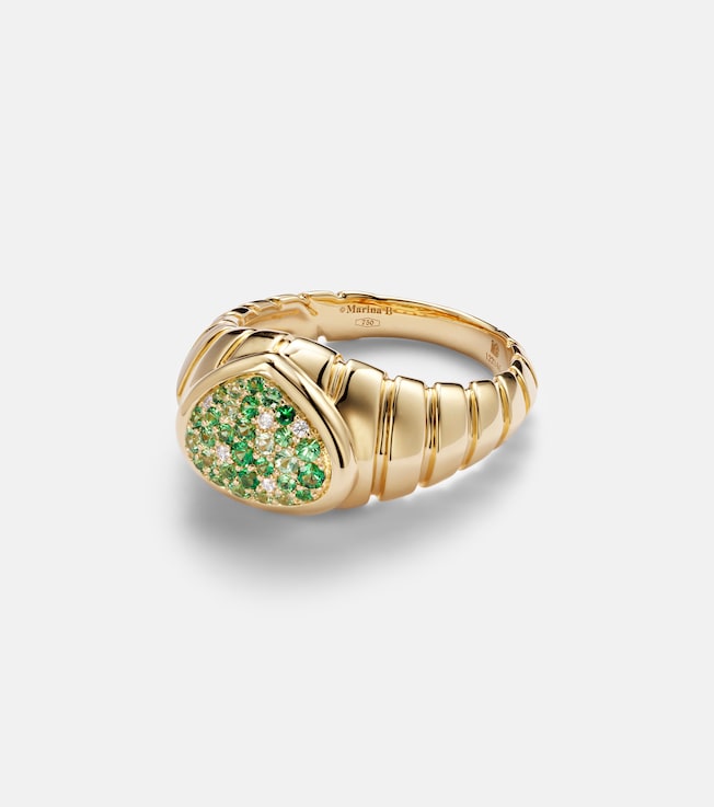 Timo 18kt gold ring with tsavorites and diamonds | Marina B