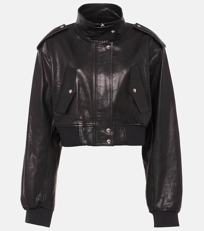 Kember cropped leather bomber jacket | Khaite