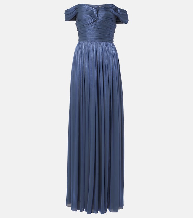 Ruched off-shoulder gown | Costarellos